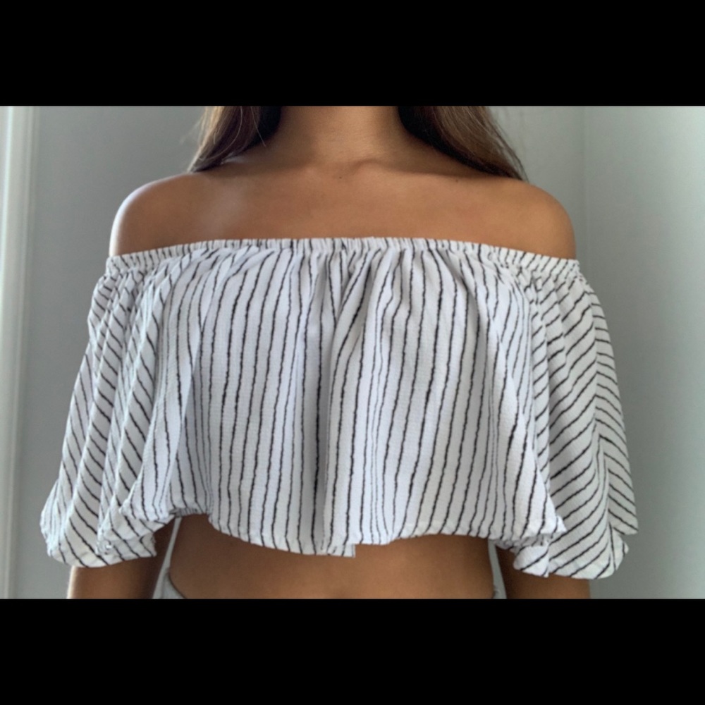 Ootd Fash Boutique Off the shoulder striped top